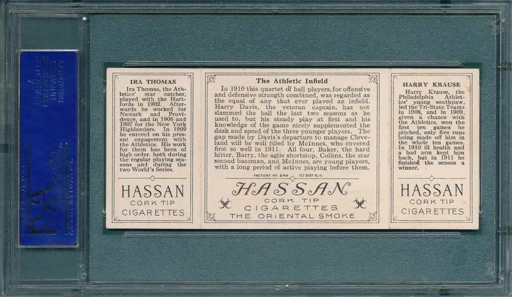 1912 T202 The Athletic Infield, Thomas/ Krause, Hassan Cigarettes PSA 5