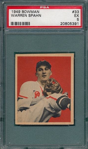 1949 Bowman #33 Warren Spahn PSA 5 