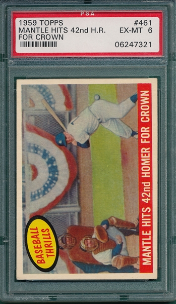 1959 Topps #461 Mantle Hits 42nd HR PSA 6