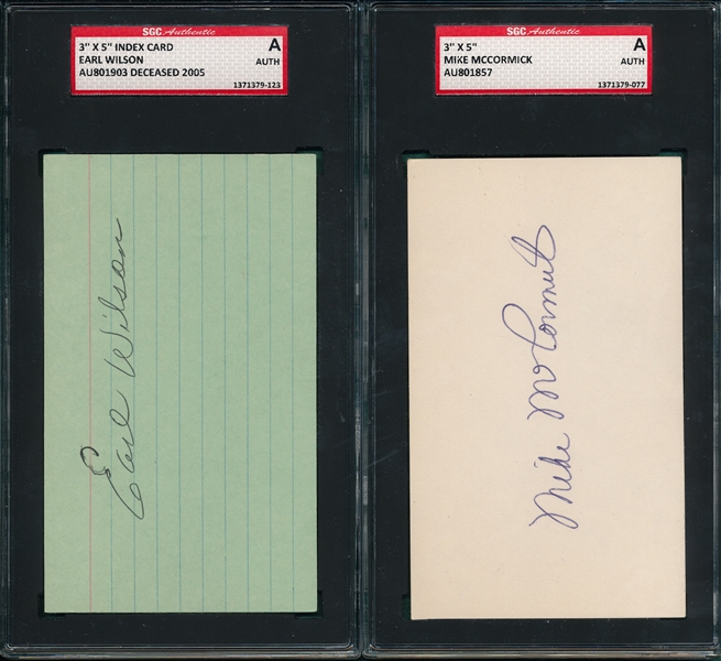 McCormick & Earl Wilson Lot of (2) Autographed Index Card SGC Authentic