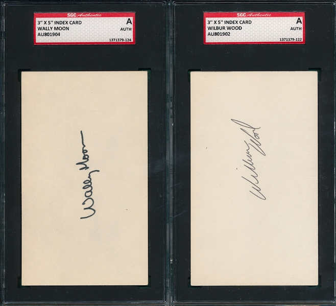 Moon & Wood Lot of (2) Autographed Index Card SGC Authentic