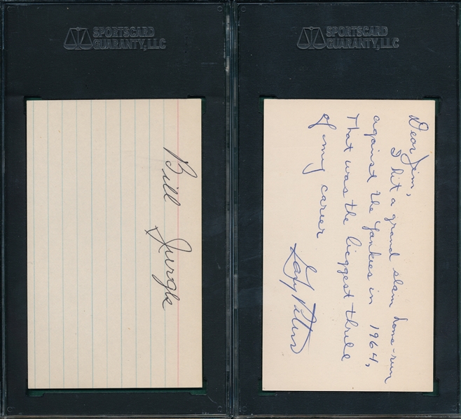 Peters & Jurges Lot of (2) Autographed Index Card SGC Authentic *Signed Twice*