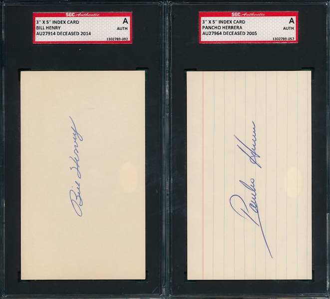 Henry & Herrera Lot of (2) Autographed Index Card SGC Authentic