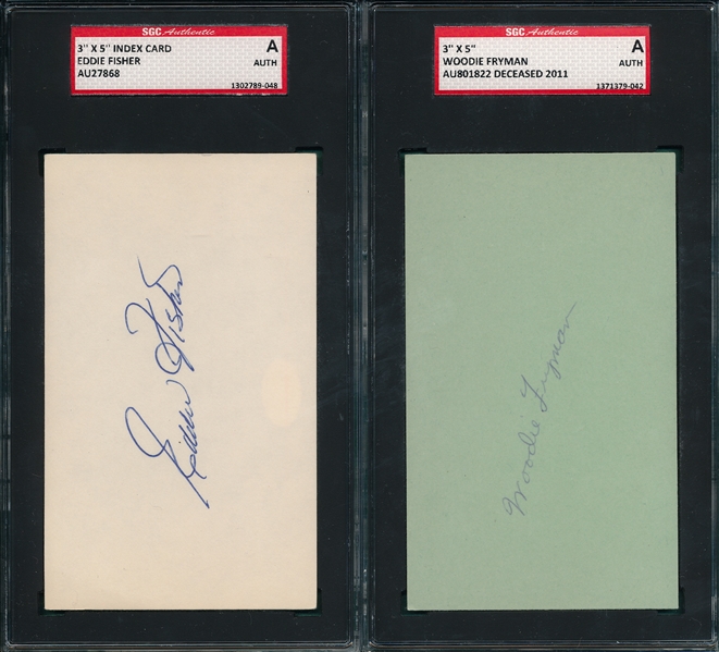 Fisher & Fryman Lot of (2) Autographed Index Card SGC Authentic