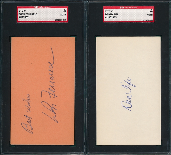 Ferrarese & Fife Lot of (2) Autographed Index Card SGC Authentic