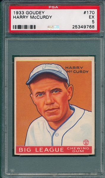 1933 Goudey #170 Harry McCurdy PSA 5