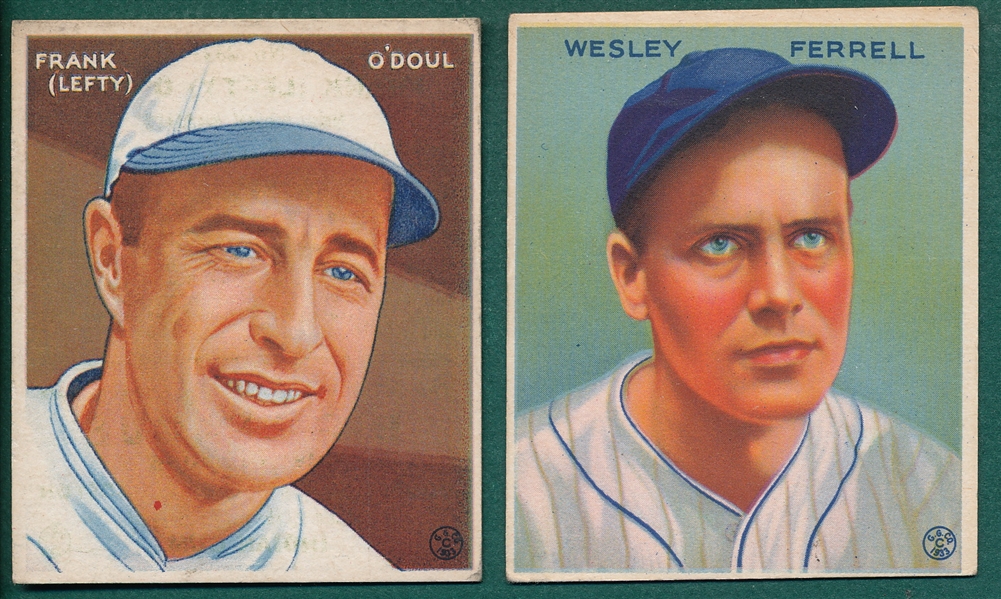 1933 Goudey #218 Wes Ferrell & #232 Lefty O'Doul, (2) Card Lot 