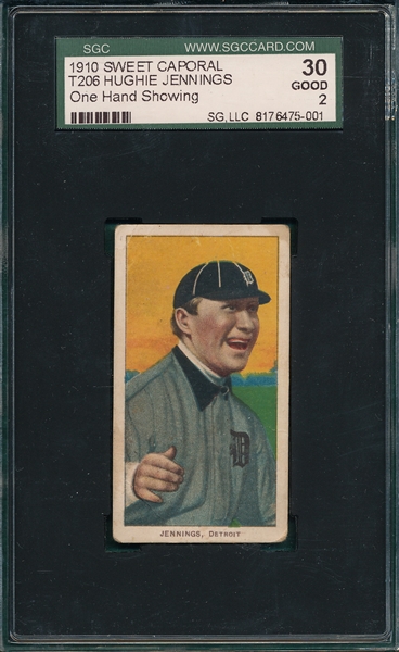 1909-1911 T206 Jennings, One Hand, Sweet Caporal Cigarettes SGC 30