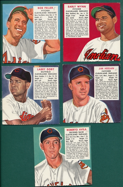 1952 Red Man Tobacco Lot of (5) Cleveland Indians W/ Feller