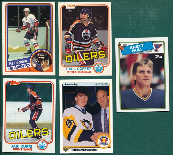 1981-91 Hockey Rookies Plus W/ Lafontaine, Coffey, Hull, Kurri & Jagr, Lot of (11)