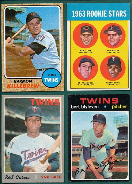 1963-71 Topps Minnesota Twins (4) Card Lot W/ Oliva & Blyleven, Rookie