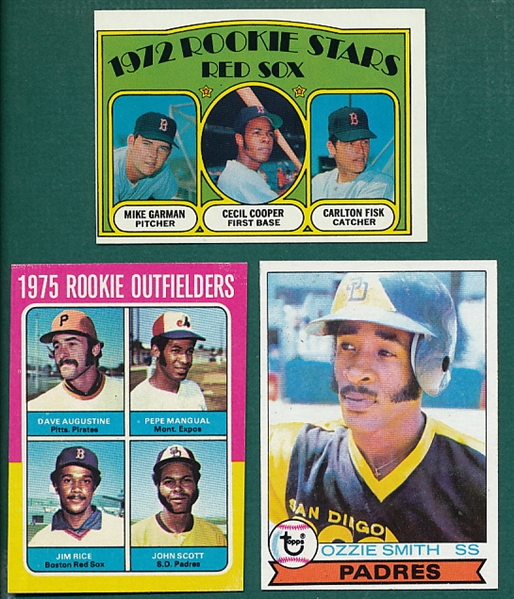 1972-79 Topps Rookie Lot of (3) W/ Ozzie, Rice & Fisk