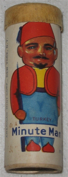 1930s R43 Minute Man, Turkey, Yellow Cap, Candy Cylinders, American Mint Co.