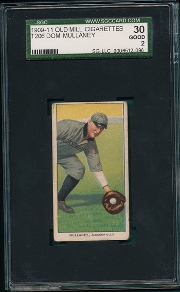 1909-1911 T206 Mullaney Old Mill Cigarettes SGC 30 *Southern League* 