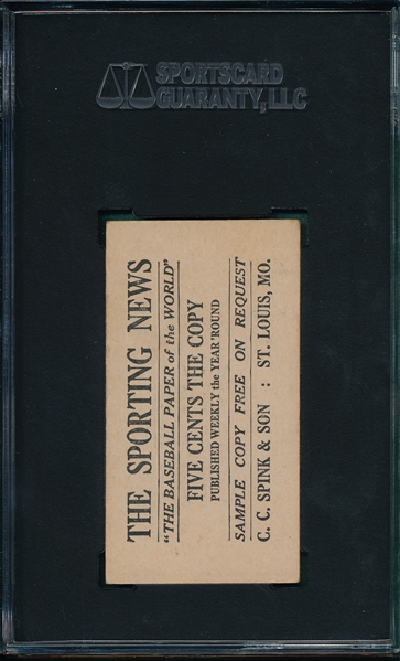 1916 M101-4 #194 Mel Wolfgang Sporting News SGC 60