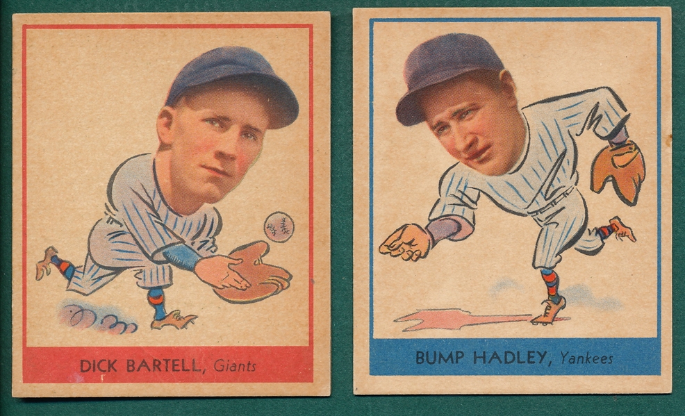 1938 Goudey #248 Bartell & #251 Hadley (2) Card Lot