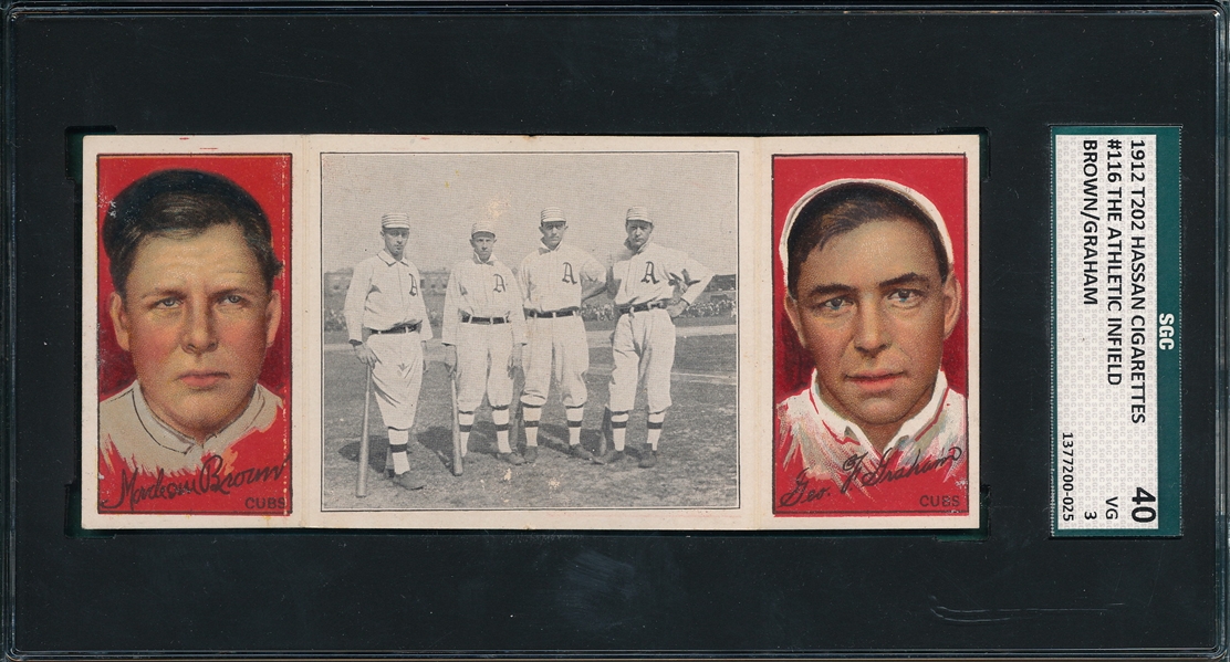 1912 T202 The Athletic Infield, M. Brown/Graham Hassan Cigarettes SGC 40