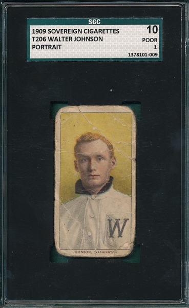 1909-1911 T206 Johnson, Portrait, Sovereign Cigarettes SGC 10