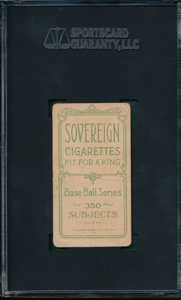 1909-1911 T206 Lake, No Ball, Sovereign Cigarettes SGC 30 *Green Apple*