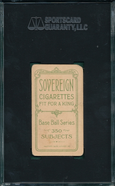 1909-1911 T206 Street, Catching, Sovereign Cigarettes SGC 30 *Green Apple*