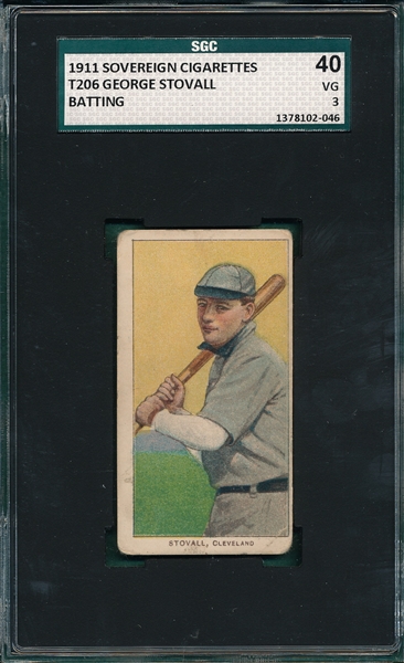 1909-1911 T206 Stovall, Batting, Sovereign Cigarettes SGC 40 *460 Series*