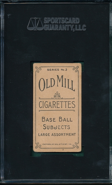 1910 T210 Slaven Old Mill Cigarettes SGC 20 *Orange Borders*