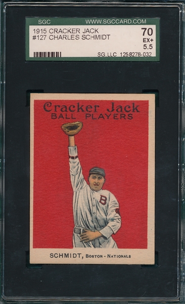 1915 Cracker Jack #127 Butch Schmidt SGC 70