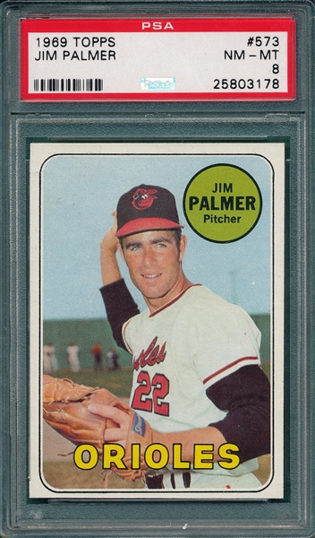 1969 Topps #573 Jim Palmer PSA 8