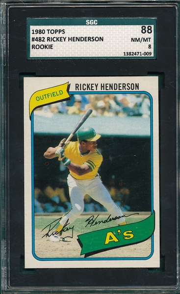 1980 Topps #482 Rickey Henderson SGC 88 *Rookie*
