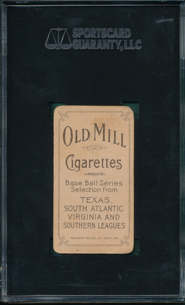 1909-1911 T206 Bastian Old Mill Cigarettes SGC 40 *Southern League*