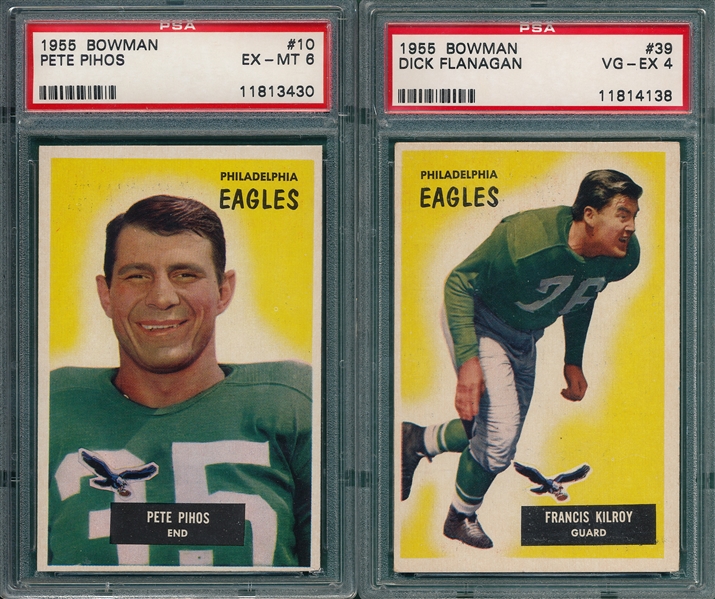 1955-80 Lot of (6) Philadelphia Eagles W/ 55B Pihos PSA 6
