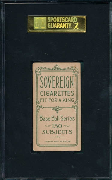 1909-1911 T206 Mullin, Throwing, Sovereign Cigarettes SGC 60