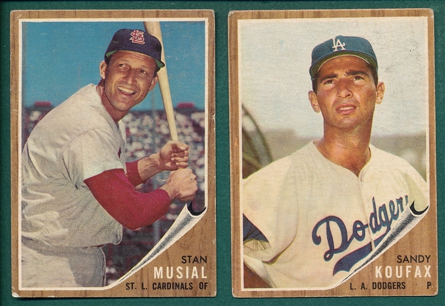1962 Topps #5 Koufax & #50 Musial, Lot  of (2)