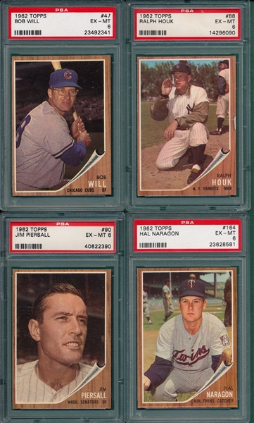 1962 Topps (8) Card Lot PSA 6 W/ #31 Tresh  