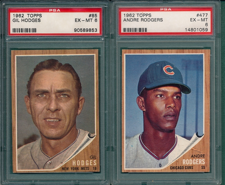 1962 Topps (5) Card Lot PSA 6 W/ #85 Hodges  