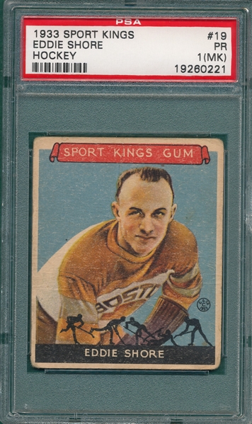 1933 Sport Kings #19 Eddie Shore PSA 1