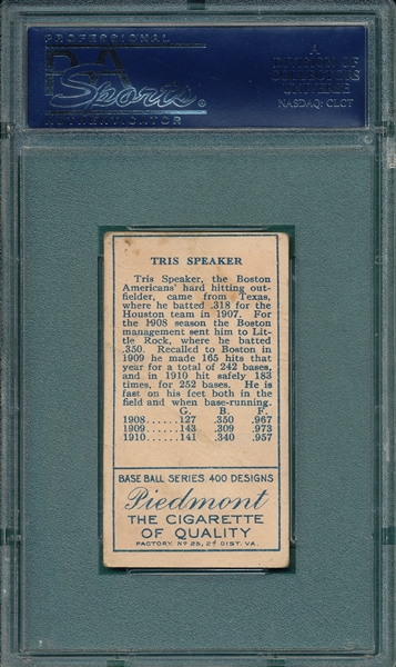 1911 T205 Speaker Piedmont Cigarettes PSA 1