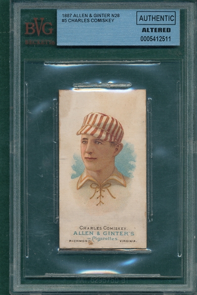 1887 N28 Charles Comiskey Allen & Ginter Cigarettes BVG Authentic