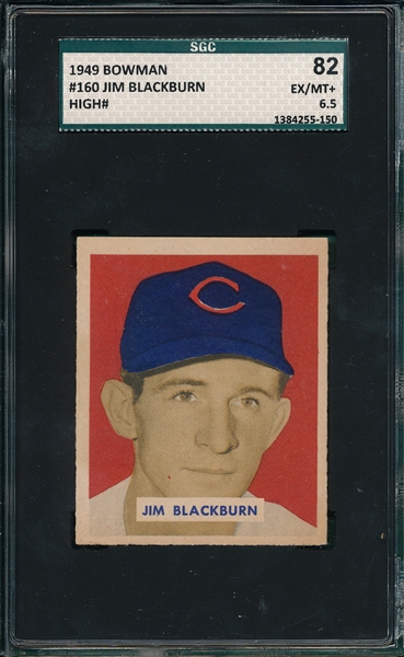 1949 Bowman #160 Jim Blackburn SGC 82 *Hi #*