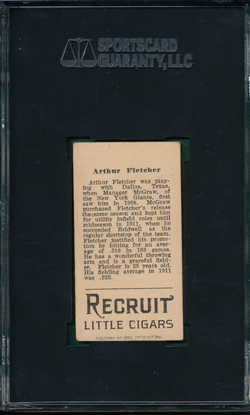 1912 T207 Fletcher Recruit Little Cigars SGC 35