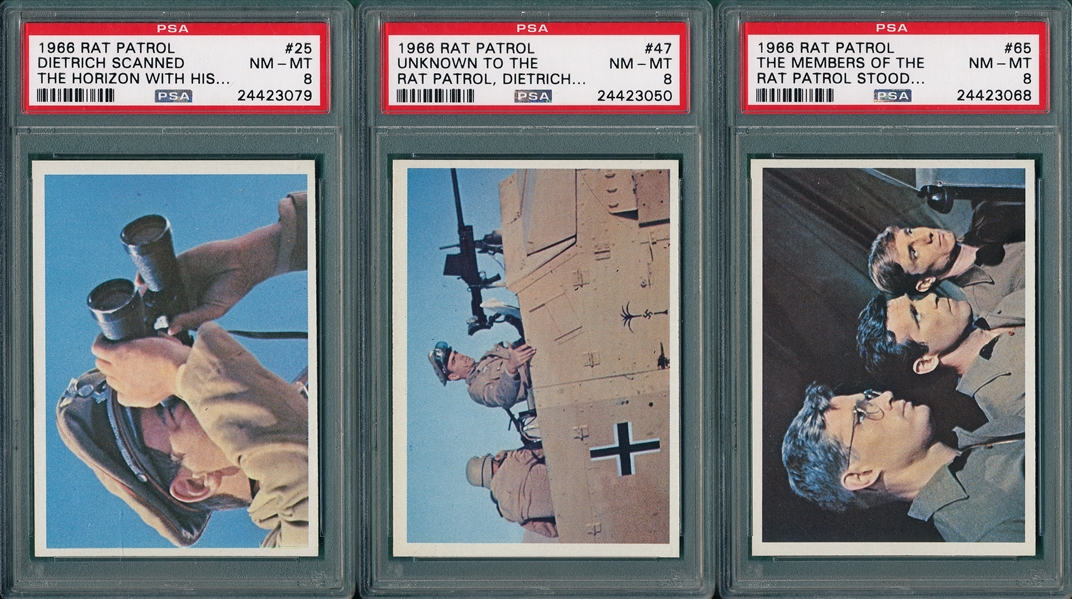 1966 Topps Rat Patrol (3) Card Lot PSA 8