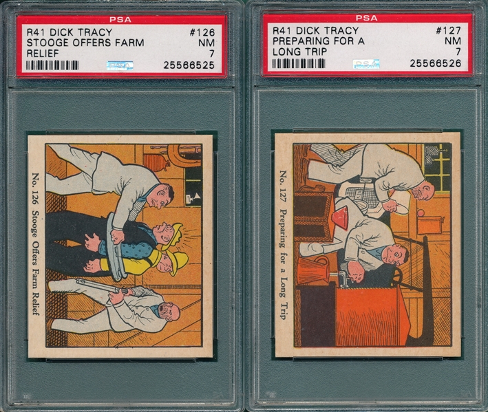 1931 R41 Dick Tracy #126 & #127, (2) Card Lot PSA 7