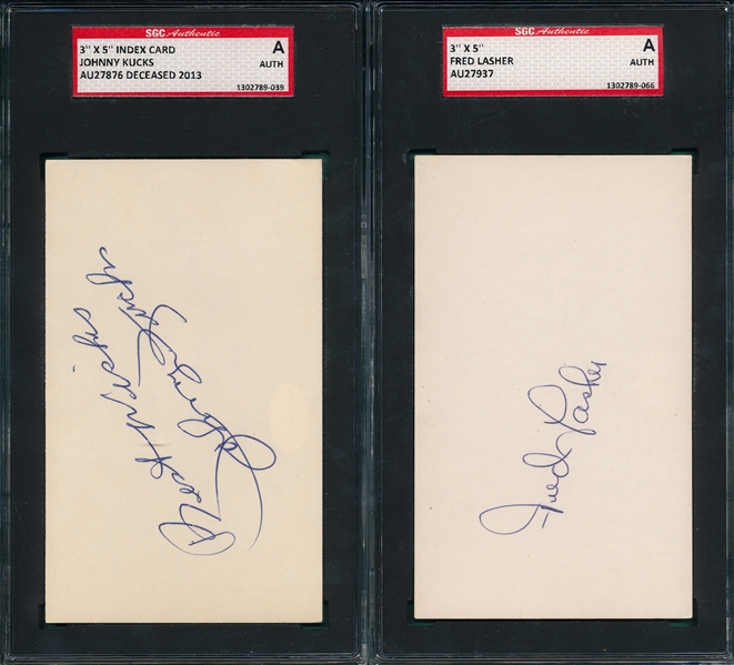 Lot of (5) Autographed Index Card SGC Authentic W/ Babe Herman