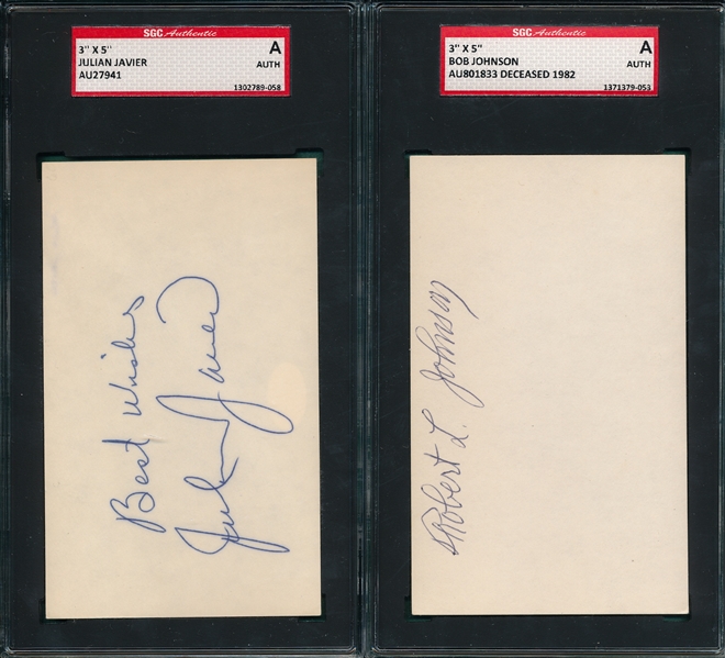 Lot of (5) Autographed Index Card SGC Authentic W/ Bill Terry