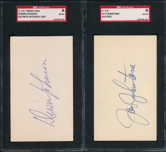 Lot of (5) Autographed Index Card SGC Authentic W/ Bill Terry