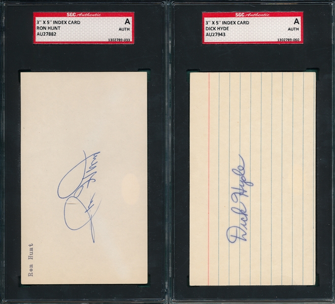Lot of (5) Autographed Index Card SGC Authentic W/ Luke Appling