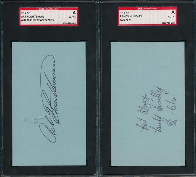 Lot of (5) Autographed Index Card SGC Authentic W/ Carl Hubbell