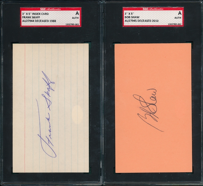 Lot of (5) Autographed Index Card SGC Authentic W/ Charles Gehringer