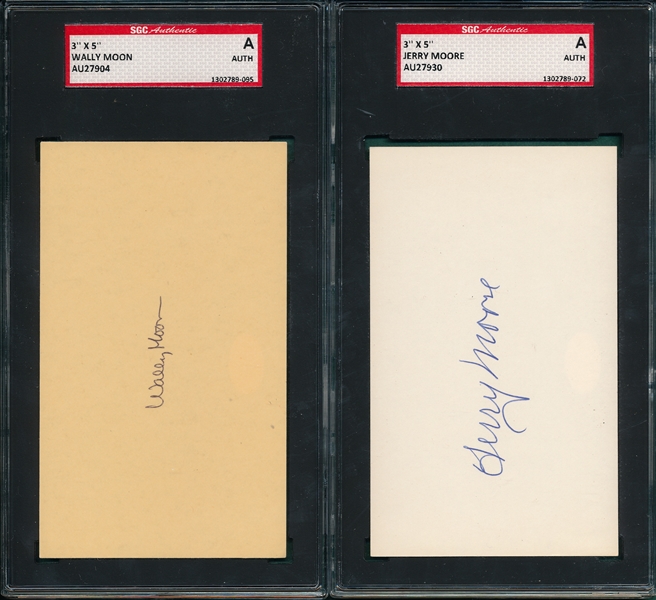 Lot of (4) Autographed Index Card SGC Authentic W/ Joe Moore