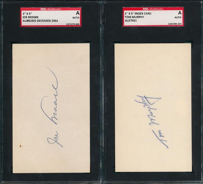 Lot of (4) Autographed Index Card SGC Authentic W/ Joe Moore